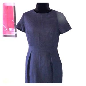 Short-sleeved Linen Sheath Dress - Size 6P